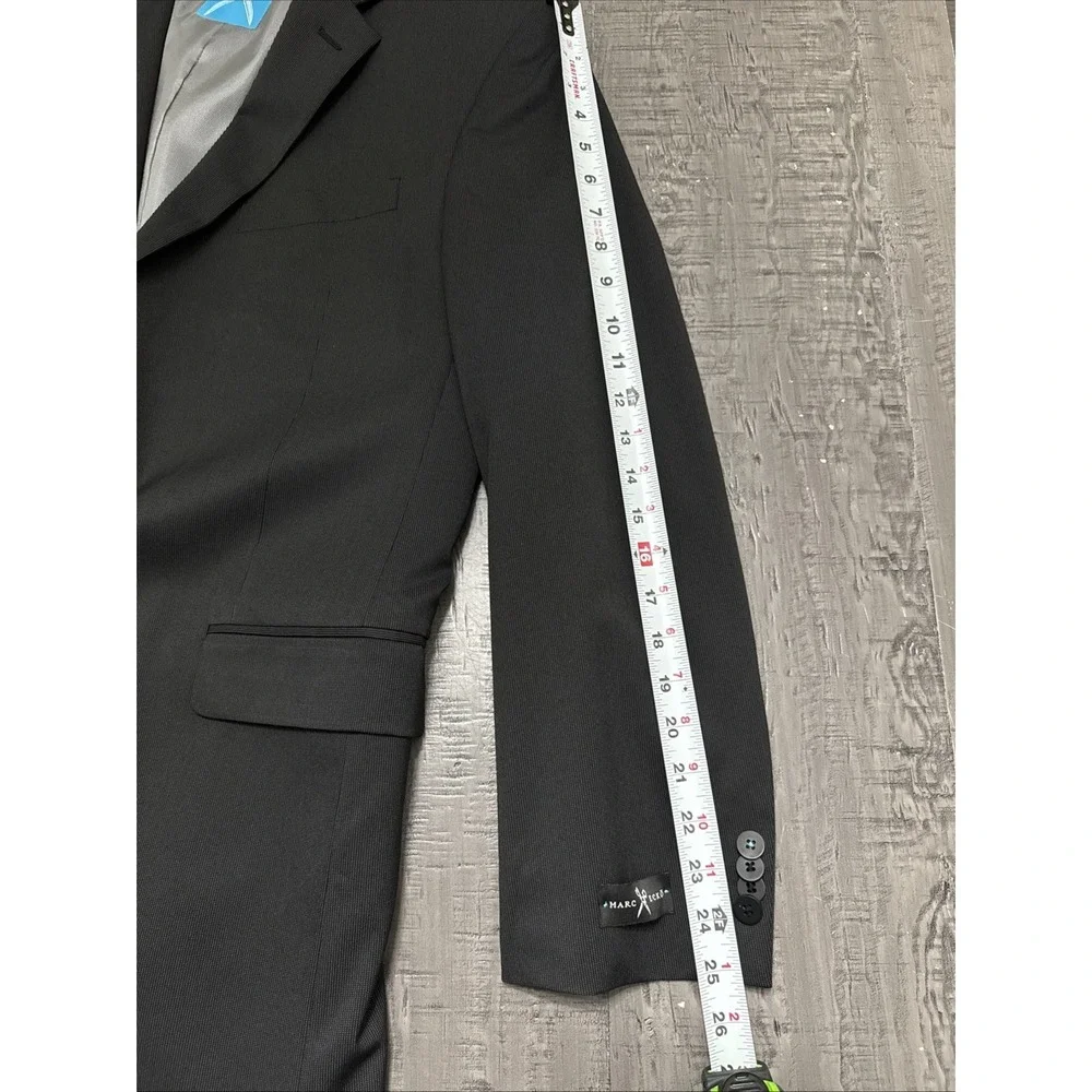 Marc Ecko Black Polyester Rayon Blend Suit Jacket Blazer Y2K size 44R‎